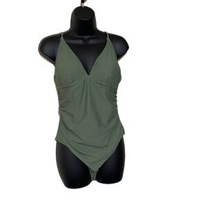 Preowned‎ one piece bathing suit, olive green no tags looks like a small